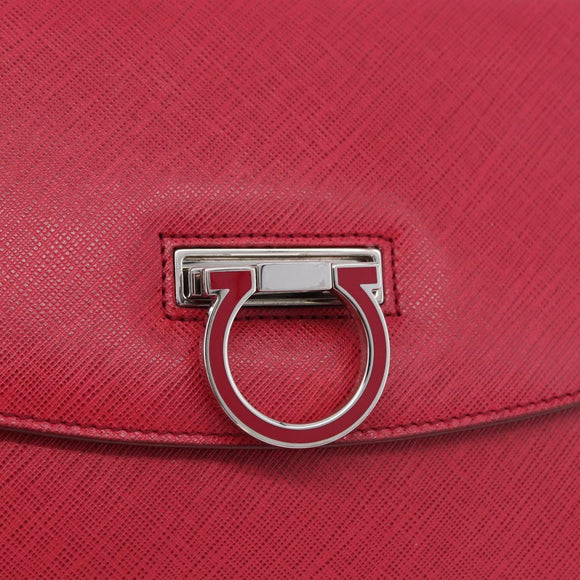 Salvatore Ferragamo Gancini Hand Bag Leather 2way Pink Silver Auth 196831V