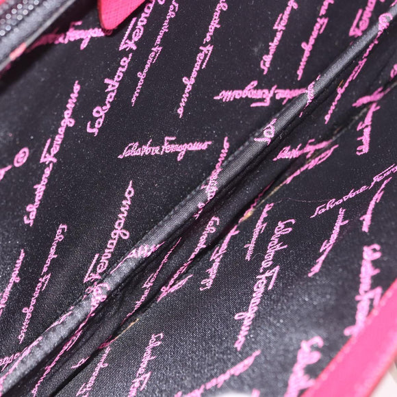 Salvatore Ferragamo Gancini Hand Bag Leather 2way Pink Silver Auth 196831V