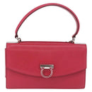Salvatore Ferragamo Gancini Hand Bag Leather 2way Pink Silver Auth 196831V-2