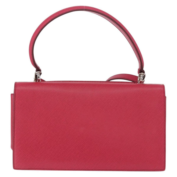 Salvatore Ferragamo Gancini Hand Bag Leather 2way Pink Silver Auth 196831V