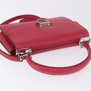 Salvatore Ferragamo Gancini Hand Bag Leather 2way Pink Silver Auth 196831V-6