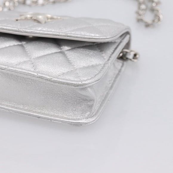 CHANEL Matelasse Chain Shoulder Bag Lamb Skin Navy CC Auth 196832SAM