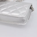 CHANEL Matelasse Chain Shoulder Bag Lamb Skin Navy CC Auth 196832SAM-15