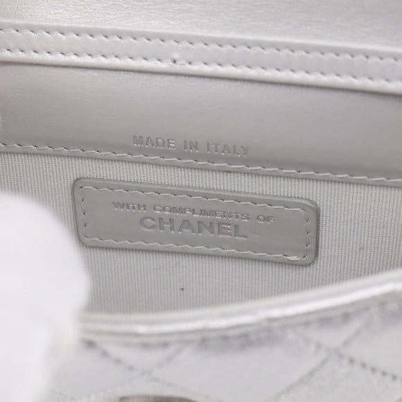 CHANEL Matelasse Chain Shoulder Bag Lamb Skin Navy CC Auth 196832SAM