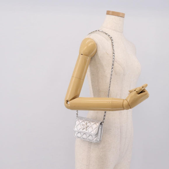 CHANEL Matelasse Chain Shoulder Bag Lamb Skin Navy CC Auth 196832SAM