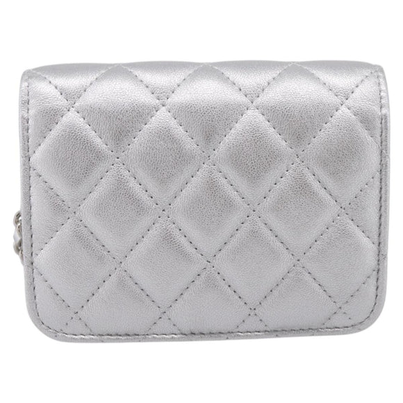 CHANEL Matelasse Chain Shoulder Bag Lamb Skin Navy CC Auth 196832SAM