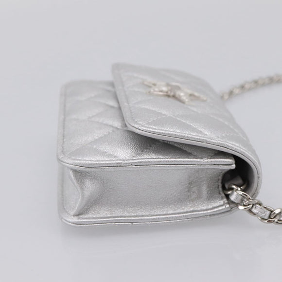CHANEL Matelasse Chain Shoulder Bag Lamb Skin Navy CC Auth 196832SAM