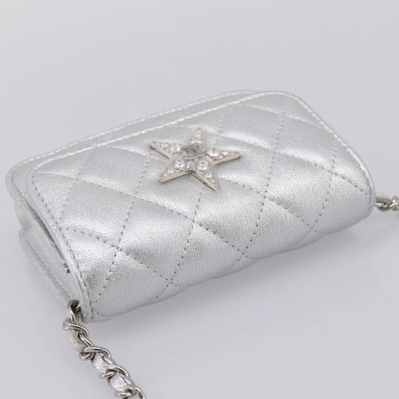CHANEL Matelasse Chain Shoulder Bag Lamb Skin Navy CC Auth 196832SAM