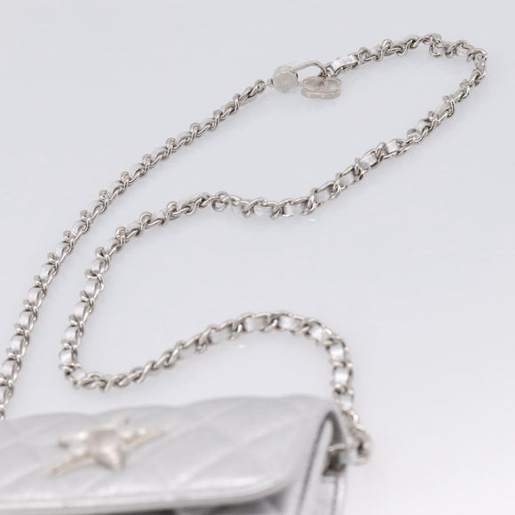 CHANEL Matelasse Chain Shoulder Bag Lamb Skin Navy CC Auth 196832SAM