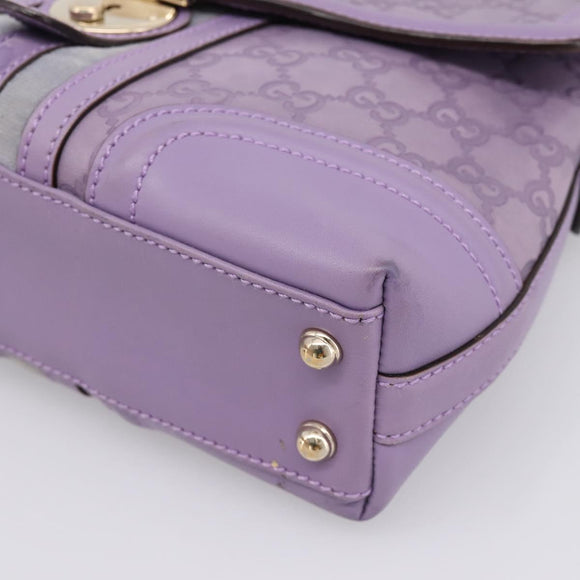 GUCCI GG Canvas Guccissima Hand Bag Leather Purple Gold 145999 Auth 196833V
