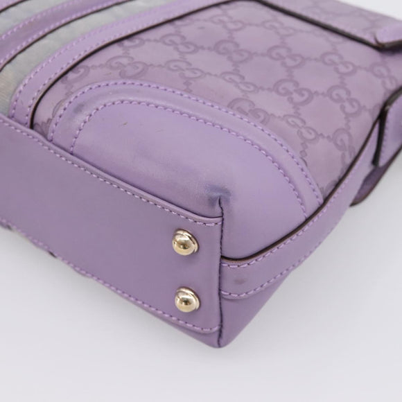 GUCCI GG Canvas Guccissima Hand Bag Leather Purple Gold 145999 Auth 196833V