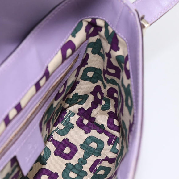 GUCCI GG Canvas Guccissima Hand Bag Leather Purple Gold 145999 Auth 196833V