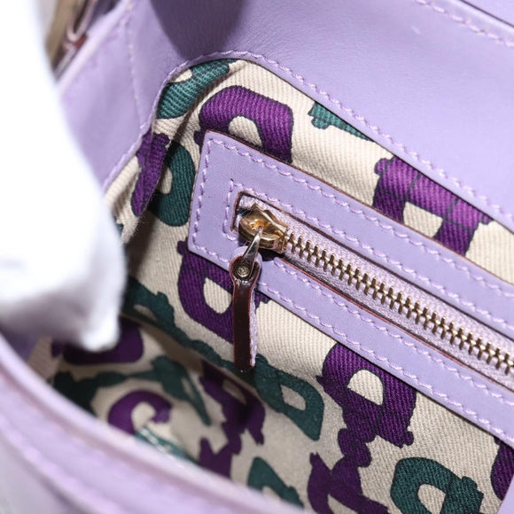 GUCCI GG Canvas Guccissima Hand Bag Leather Purple Gold 145999 Auth 196833V