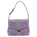 GUCCI GG Canvas Guccissima Hand Bag Leather Purple Gold 145999 Auth 196833V-13
