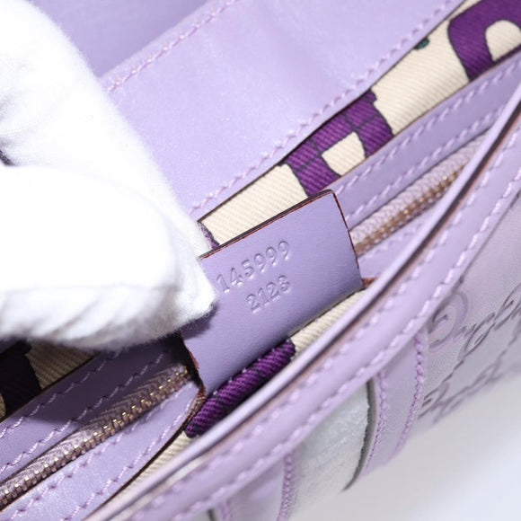 GUCCI GG Canvas Guccissima Hand Bag Leather Purple Gold 145999 Auth 196833V