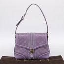 GUCCI GG Canvas Guccissima Hand Bag Leather Purple Gold 145999 Auth 196833V-12