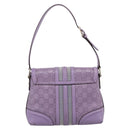 GUCCI GG Canvas Guccissima Hand Bag Leather Purple Gold 145999 Auth 196833V-2