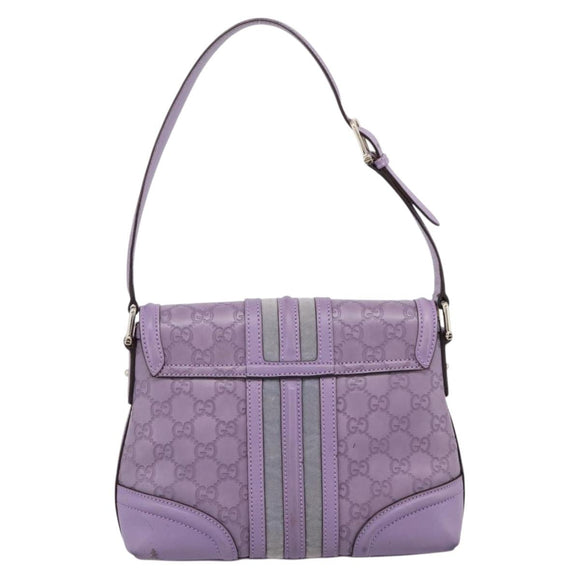 GUCCI GG Canvas Guccissima Hand Bag Leather Purple Gold 145999 Auth 196833V
