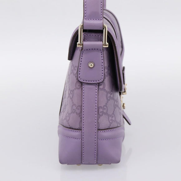GUCCI GG Canvas Guccissima Hand Bag Leather Purple Gold 145999 Auth 196833V