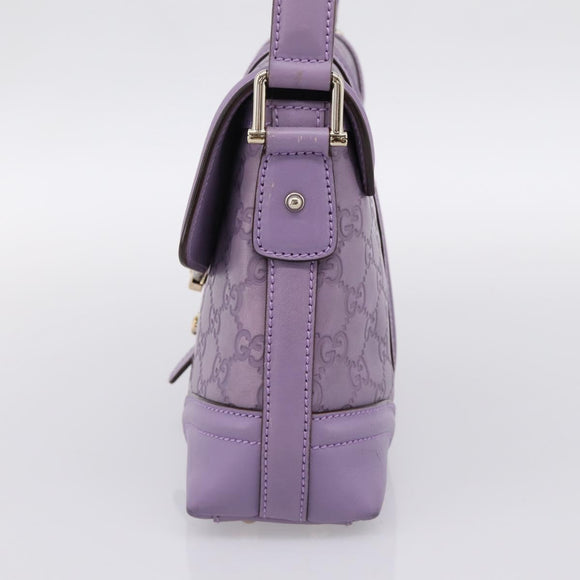 GUCCI GG Canvas Guccissima Hand Bag Leather Purple Gold 145999 Auth 196833V