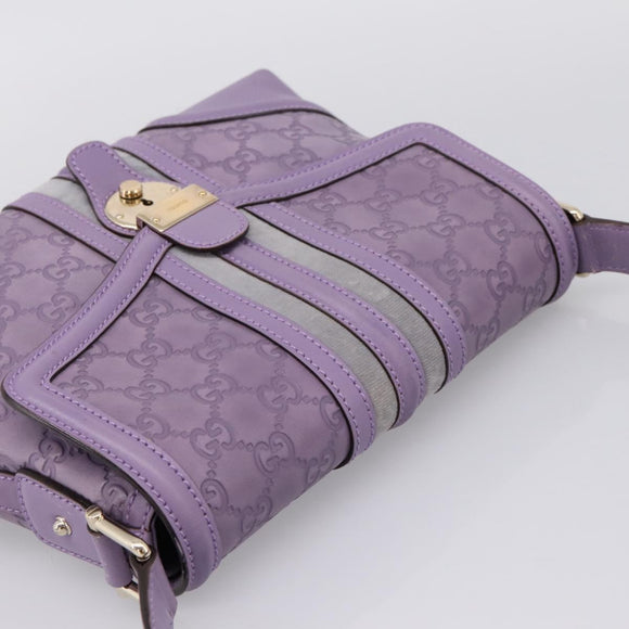 GUCCI GG Canvas Guccissima Hand Bag Leather Purple Gold 145999 Auth 196833V