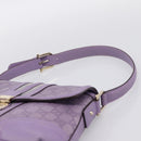 GUCCI GG Canvas Guccissima Hand Bag Leather Purple Gold 145999 Auth 196833V-8