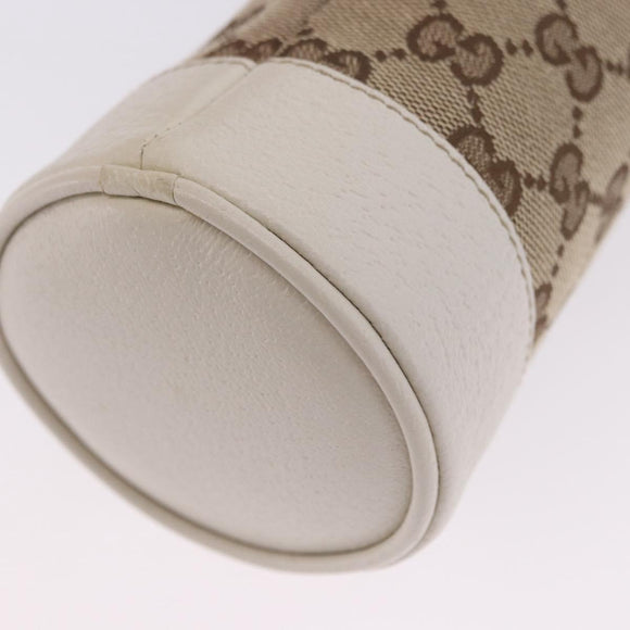 GUCCI GG Canvas Web Sherry Line Drink Holder Beige White Red 28691 Auth 196834A