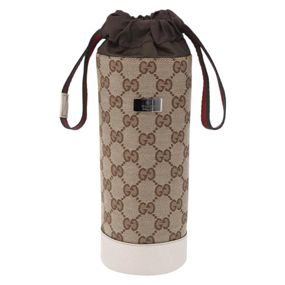 GUCCI GG Canvas Web Sherry Line Drink Holder Beige White Red 28691 Auth 196834A