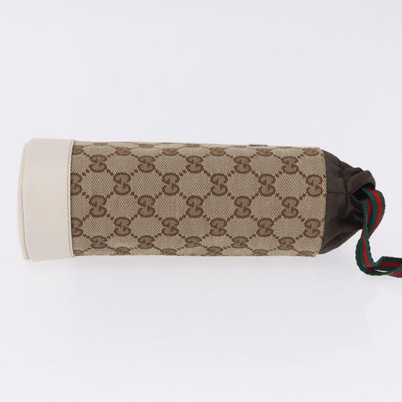GUCCI GG Canvas Web Sherry Line Drink Holder Beige White Red 28691 Auth 196834A