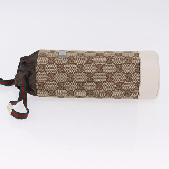 GUCCI GG Canvas Web Sherry Line Drink Holder Beige White Red 28691 Auth 196834A