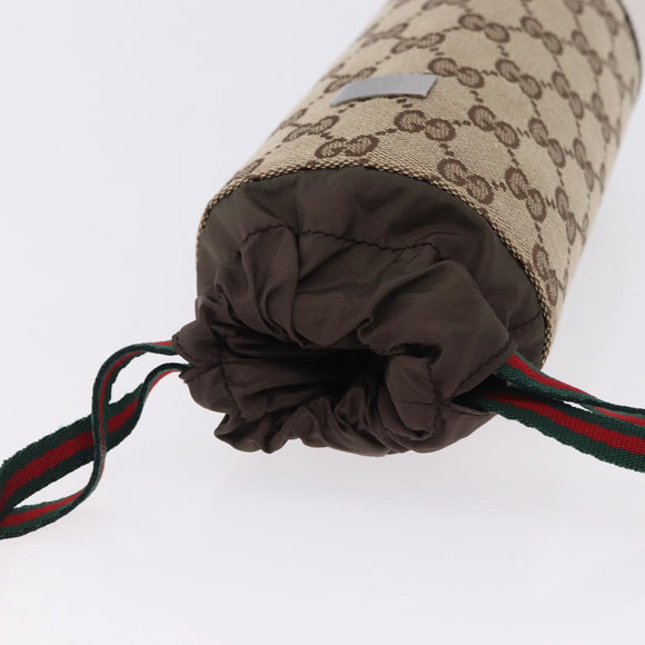 GUCCI GG Canvas Web Sherry Line Drink Holder Beige White Red 28691 Auth 196834A