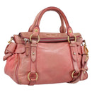 Miu Miu Hand Bag Leather 2way Pink Gold Auth 196837V-1