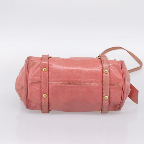 Miu Miu Hand Bag Leather 2way Pink Gold Auth 196837V