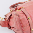 Miu Miu Hand Bag Leather 2way Pink Gold Auth 196837V-18