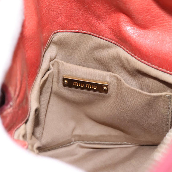 Miu Miu Hand Bag Leather 2way Pink Gold Auth 196837V