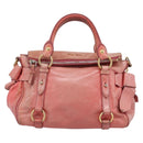 Miu Miu Hand Bag Leather 2way Pink Gold Auth 196837V-13