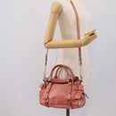 Miu Miu Hand Bag Leather 2way Pink Gold Auth 196837V-23