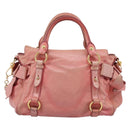 Miu Miu Hand Bag Leather 2way Pink Gold Auth 196837V-2
