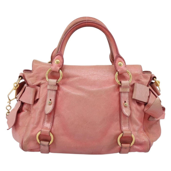 Miu Miu Hand Bag Leather 2way Pink Gold Auth 196837V