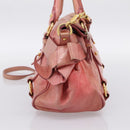 Miu Miu Hand Bag Leather 2way Pink Gold Auth 196837V-3