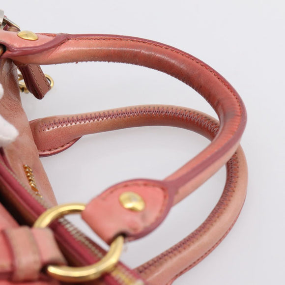 Miu Miu Hand Bag Leather 2way Pink Gold Auth 196837V