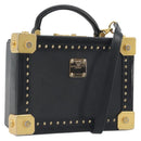 MCM Vicetos Logogram Mini Trunk PVC Leather 2way Black Gold Auth 196839A-1