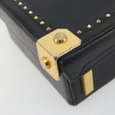 MCM Vicetos Logogram Mini Trunk PVC Leather 2way Black Gold Auth 196839A-13