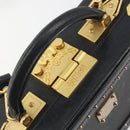 MCM Vicetos Logogram Mini Trunk PVC Leather 2way Black Gold Auth 196839A-16