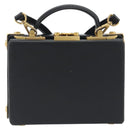 MCM Vicetos Logogram Mini Trunk PVC Leather 2way Black Gold Auth 196839A-3