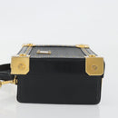 MCM Vicetos Logogram Mini Trunk PVC Leather 2way Black Gold Auth 196839A-5