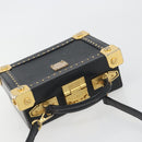 MCM Vicetos Logogram Mini Trunk PVC Leather 2way Black Gold Auth 196839A-6