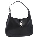 GUCCI Jackie Shoulder Bag Leather Black Silver 001 3306 2684 Auth 196840V-1