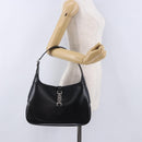 GUCCI Jackie Shoulder Bag Leather Black Silver 001 3306 2684 Auth 196840V-22