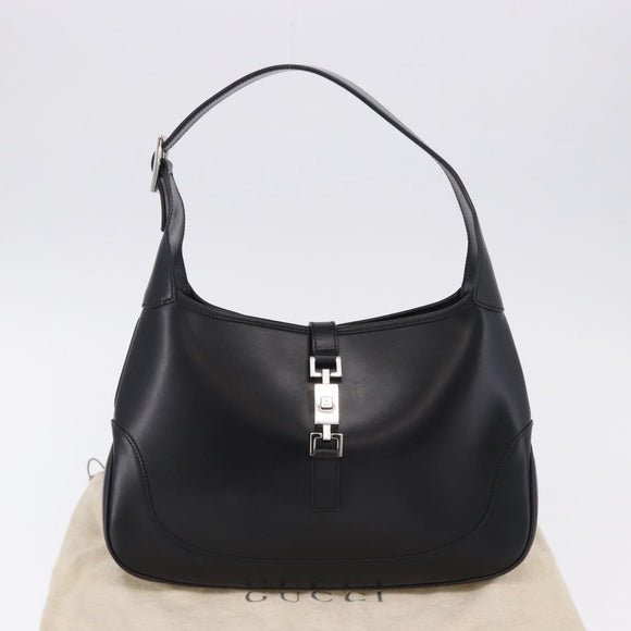 GUCCI Jackie Shoulder Bag Leather Black Silver 001 3306 2684 Auth 196840V